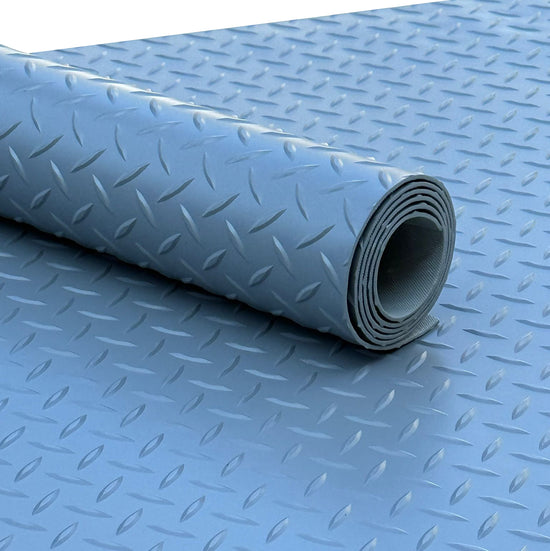 3.2mm Heavy Duty Light Grey PVC Vinyl Floor Matting - Checker Pattern