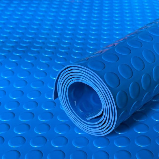 3mm Heavy Duty Blue PVC Vinyl Floor Matting - Coin Pattern