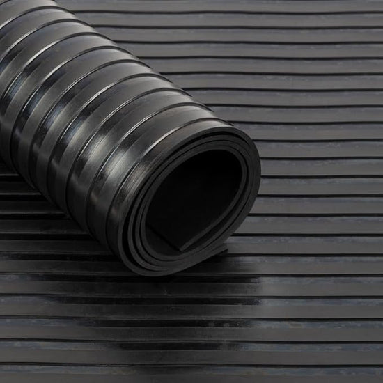 Heavy Duty Commercial Grade Anti-Slip Rubber Floor Matting - Wide Ribbed Pattern