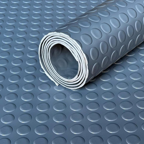 3mm Heavy Duty Dark Grey PVC Vinyl Floor Matting - Coin Pattern