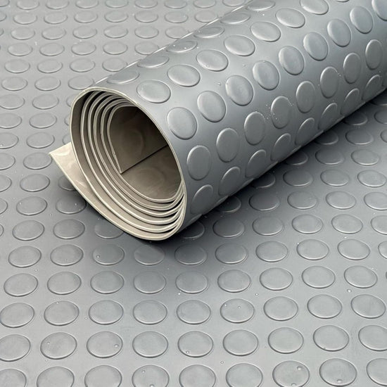 3mm Heavy Duty Light Grey PVC Vinyl Floor Matting - Coin Pattern