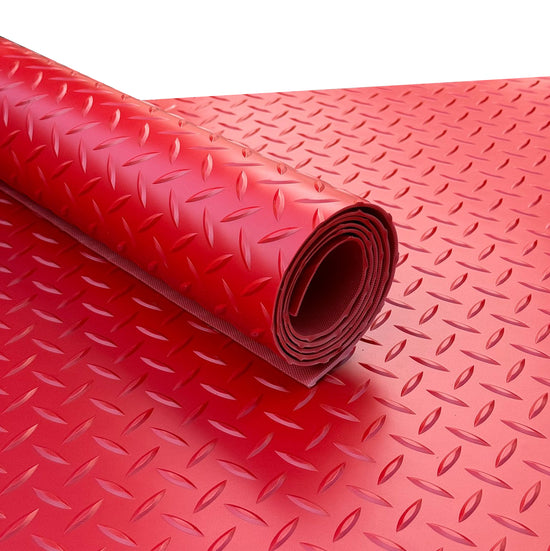 3.2mm Heavy Duty Red PVC Vinyl Floor Matting - Checker Pattern