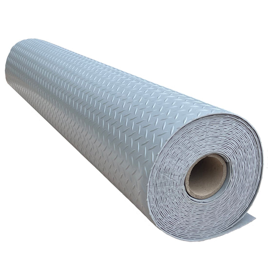3.2mm Heavy Duty Light Grey PVC Vinyl Floor Matting - Checker Pattern