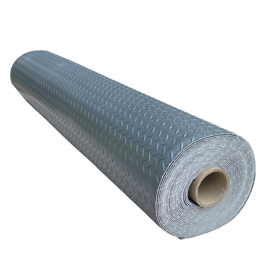 3.2mm Heavy Duty Dark Grey PVC Vinyl Floor Matting - Checker Pattern