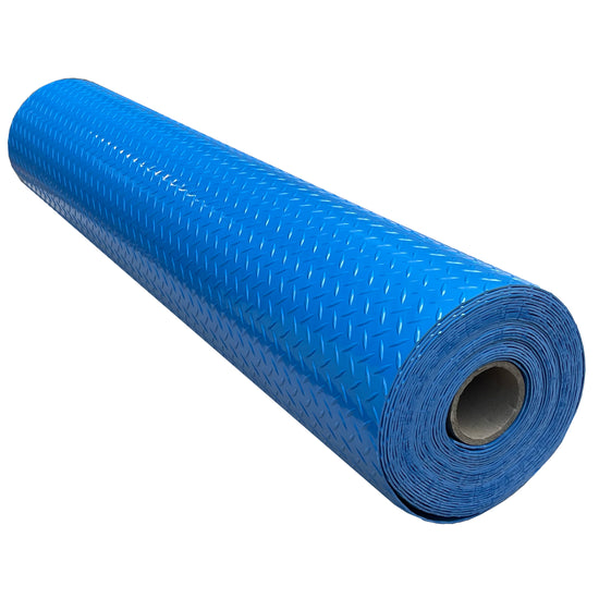 3.2mm Heavy Duty Blue PVC Vinyl Floor Matting - Checker Pattern
