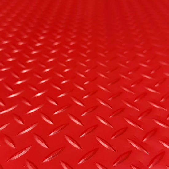 3.2mm Heavy Duty Red PVC Vinyl Floor Matting - Checker Pattern